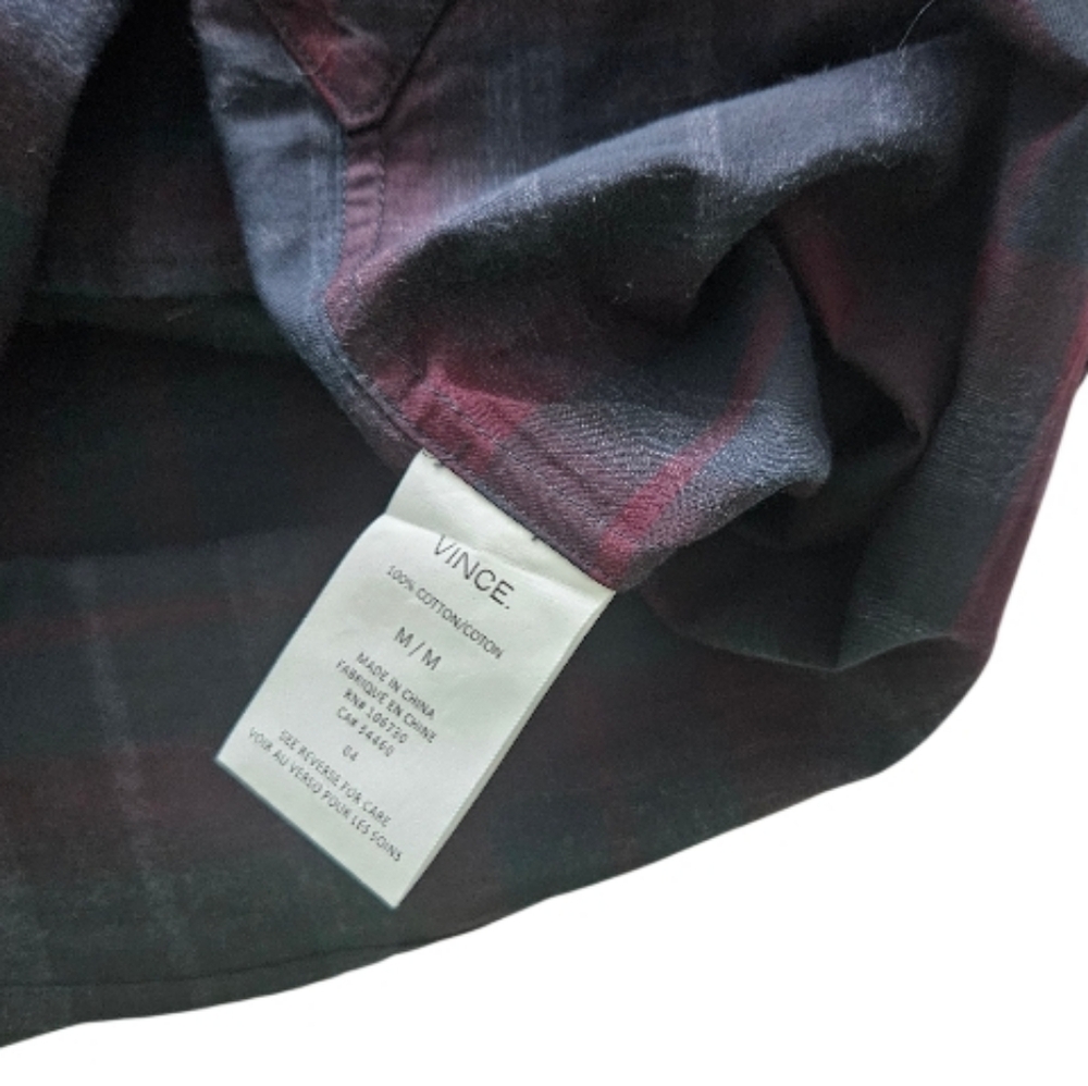 Vince Men's Red and Blue Plaid Button-Down Shirt - Picture 8 of 8